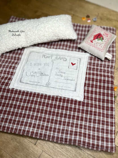 Juego de cama de patchwork para muñecas coleccionables - Hecho a mano