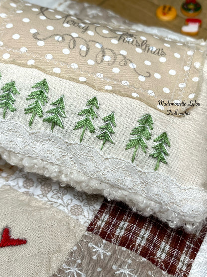 Juego de cama de patchwork para muñecas coleccionables - Hecho a mano