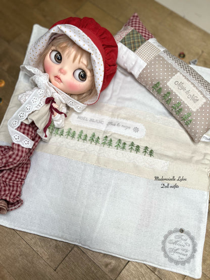 Ensemble de lit patchwork pour poupées de collection - Confection artisanale