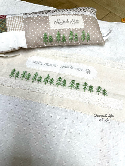 Ensemble de lit patchwork pour poupées de collection - Confection artisanale