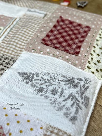 Ensemble de lit patchwork pour poupées de collection - Confection artisanale