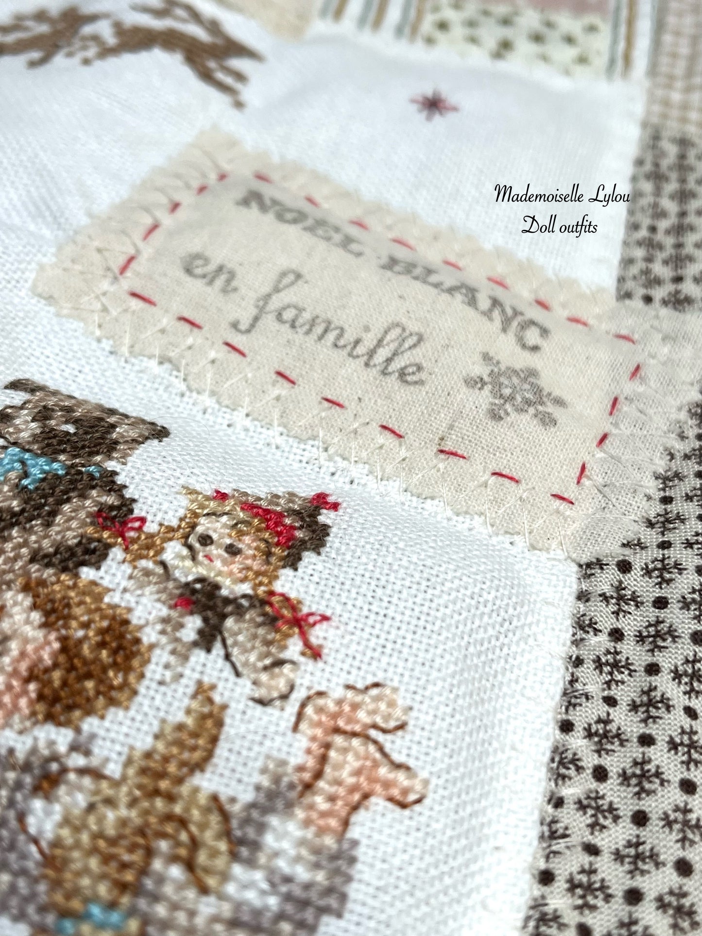 Ensemble de lit patchwork pour poupées de collection - Confection artisanale