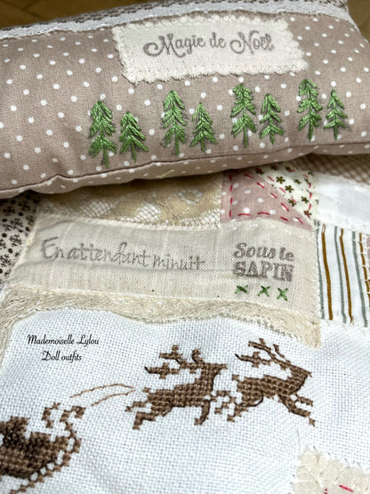 Ensemble de lit patchwork pour poupées de collection - Confection artisanale