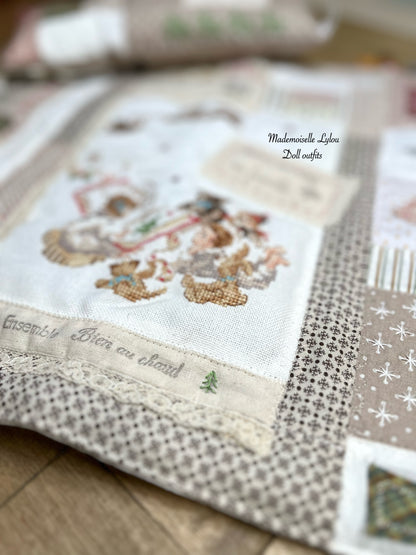 Ensemble de lit patchwork pour poupées de collection - Confection artisanale