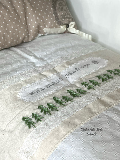 Ensemble de lit patchwork pour poupées de collection - Confection artisanale