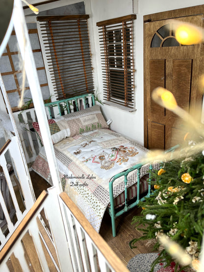 Ensemble de lit patchwork pour poupées de collection - Confection artisanale