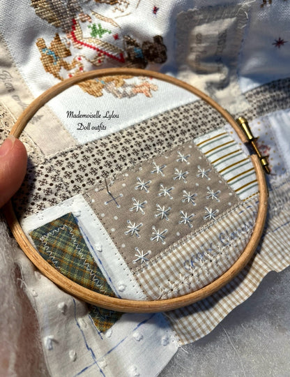 Ensemble de lit patchwork pour poupées de collection - Confection artisanale