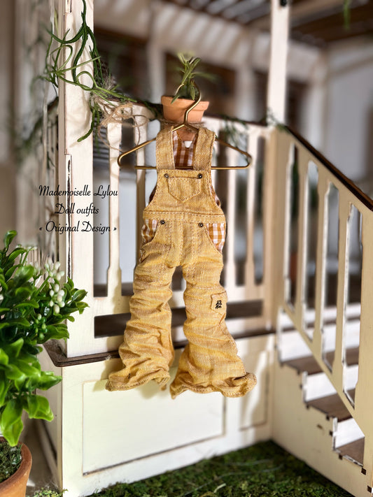 Blythe Doll Clothes - Flared Linen Overalls - 3 Colors to Choose From