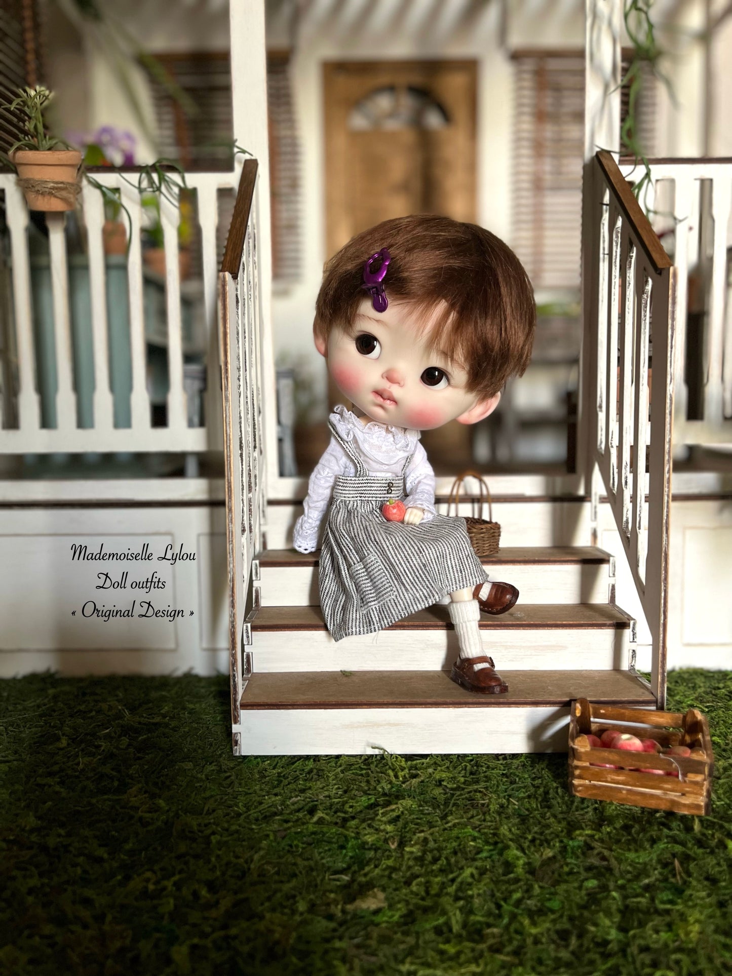 Blythe Doll Clothes - Linen Suspender Skirt, Embroidered Blouse and Socks - Your Choice