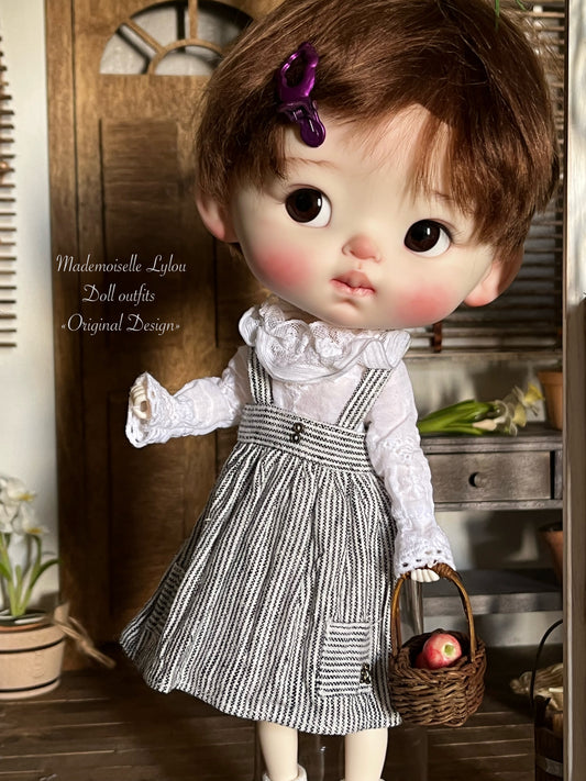 Blythe Doll Clothes - Linen Suspender Skirt, Embroidered Blouse and Socks - Your Choice