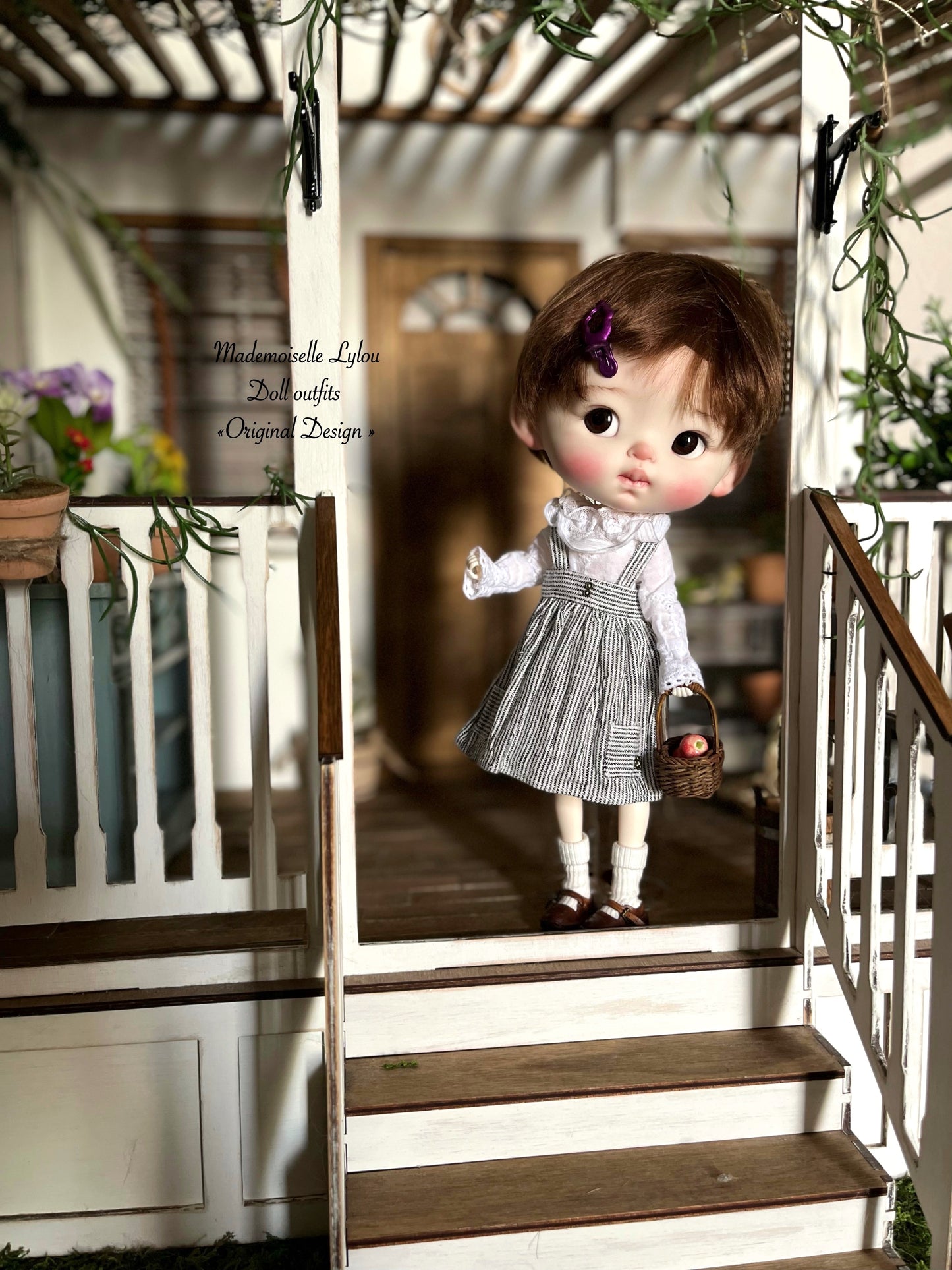 Blythe Doll Clothes - Linen Suspender Skirt, Embroidered Blouse and Socks - Your Choice