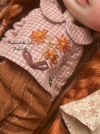 Collaboration with Playfromyourheart - Clothes set for Blythe dolls - Brown Zinnia -