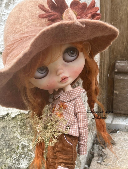 Collaboration avec Playfromyourheart - Ensemble vêtements pour poupées Blythe - Zinnia marron -