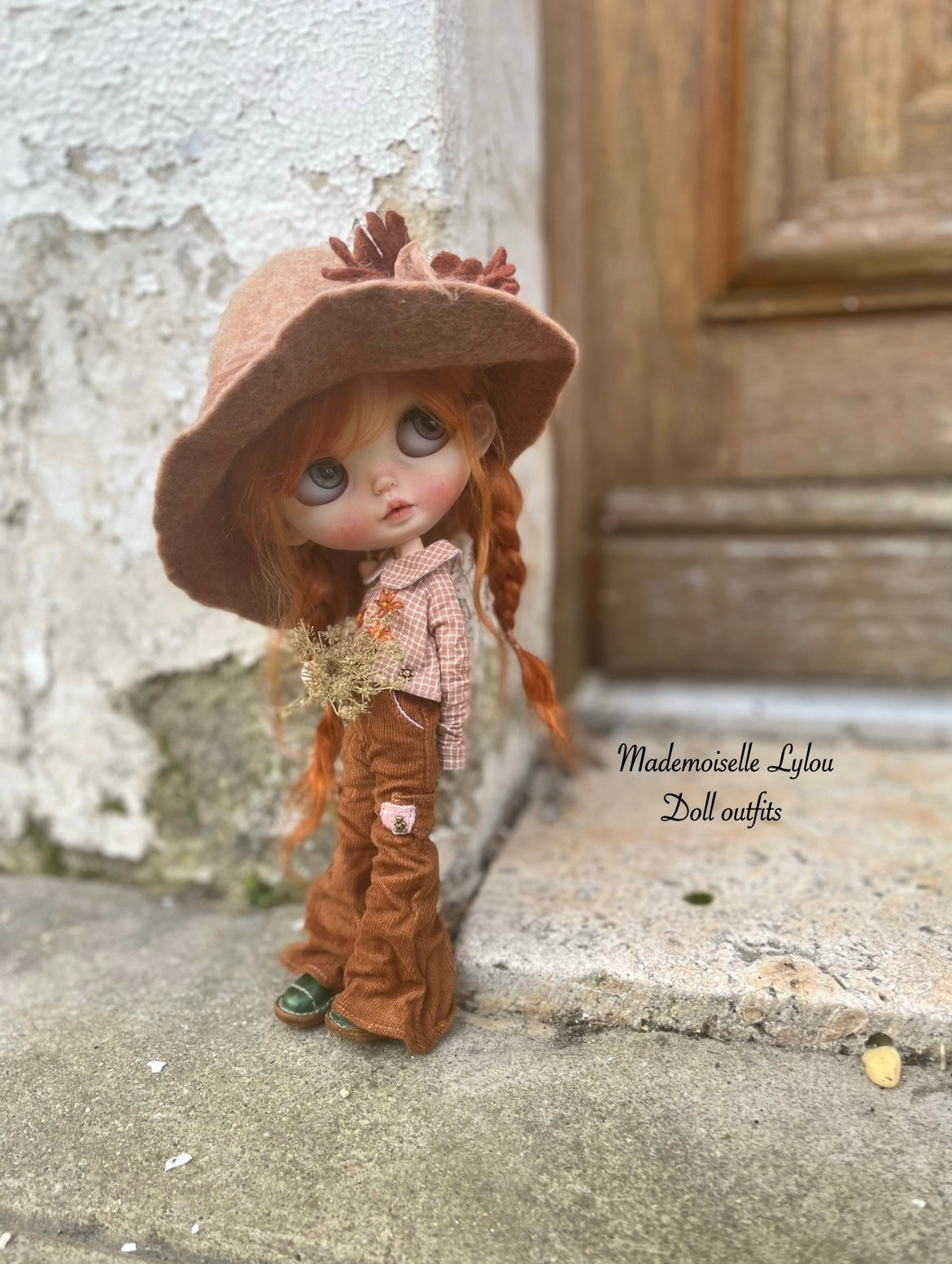 Collaboration avec Playfromyourheart - Ensemble vêtements pour poupées Blythe - Zinnia marron -